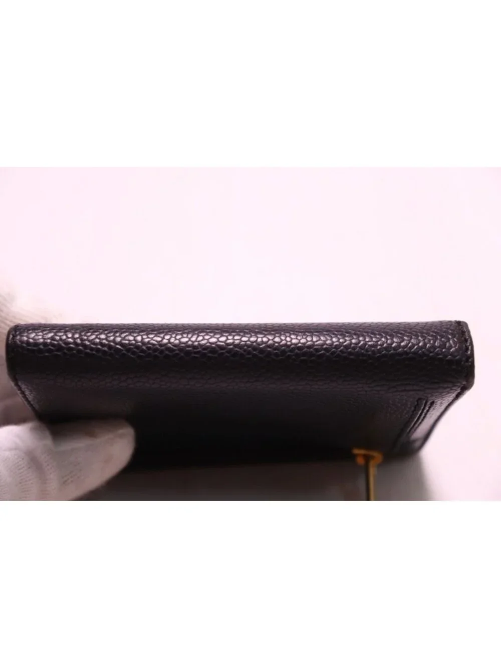 Chanel No 5 CC Logo Caviar Leather Trifold Wallet